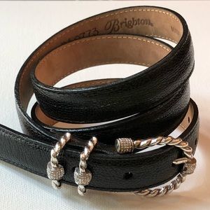 Brighton Black Leather Stone Clasp Belt